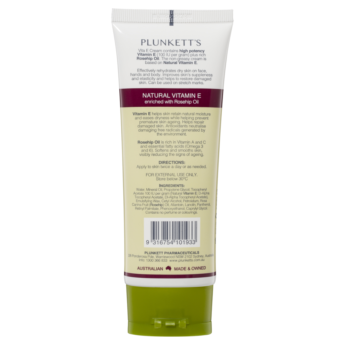 Buy Plunkett's Vita E Natural Vitamin E Cream 100g Alive Pharmacy