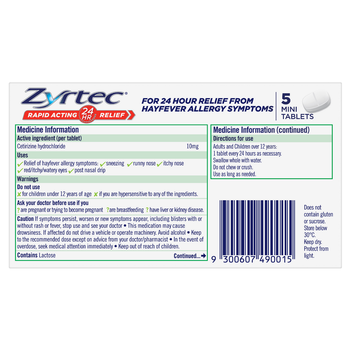 Buy Zyrtec 10mg 5 Tablets Alive Pharmacy Warehouse