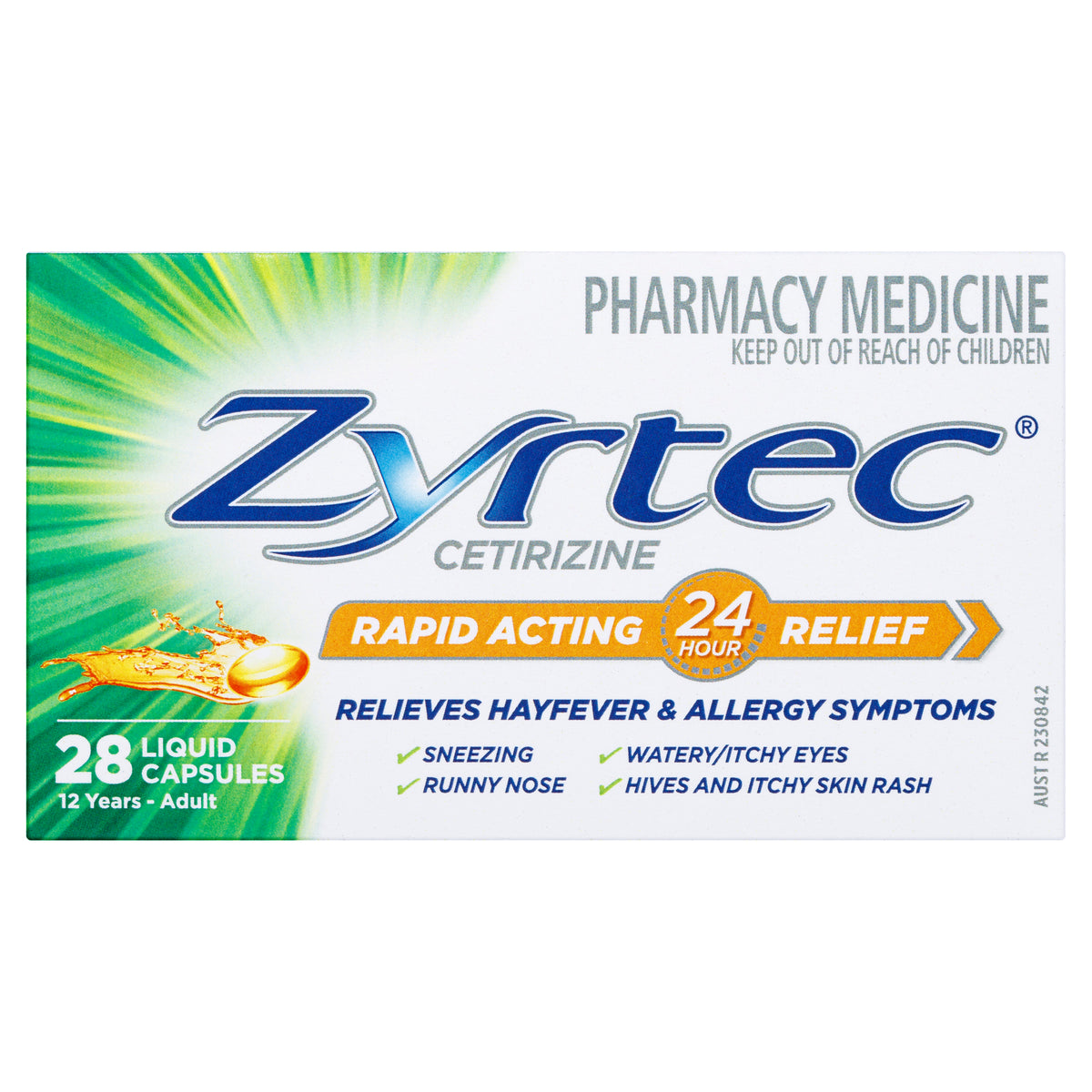 Buy Zyrtec Liquid Capsules 10mg 28 Alive Pharmacy Warehouse