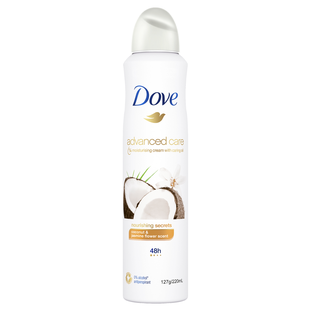 Dove Caring Coconut Deodorant Spray Dove Advanced Care Coconut Dry