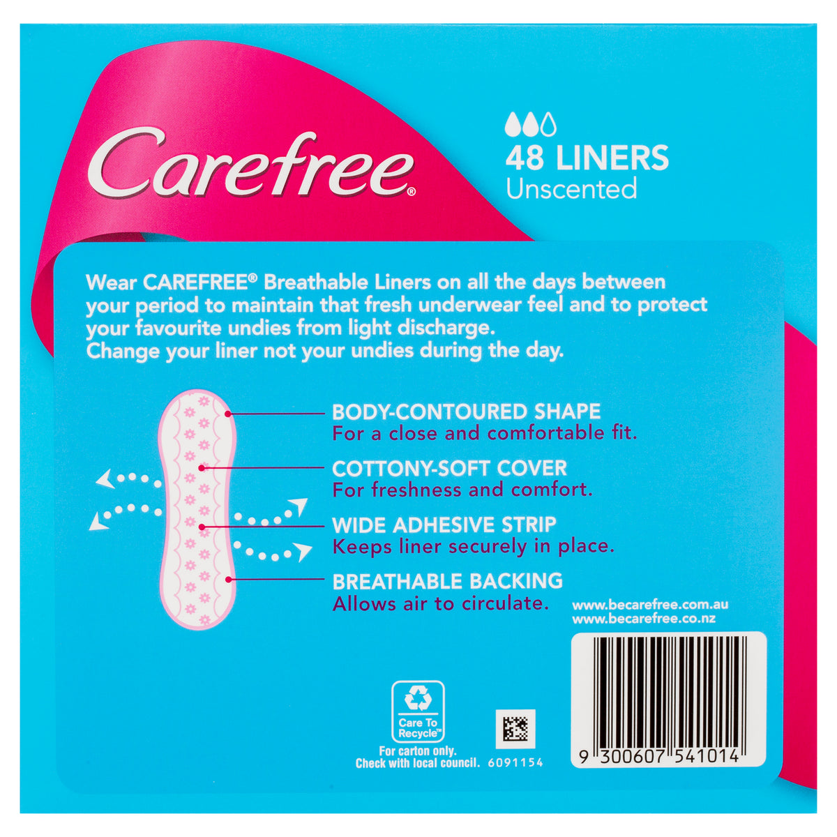 Buy Carefree Breathable Unscented Panty Liners 48 Pack Alive Pharmacy Warehouse