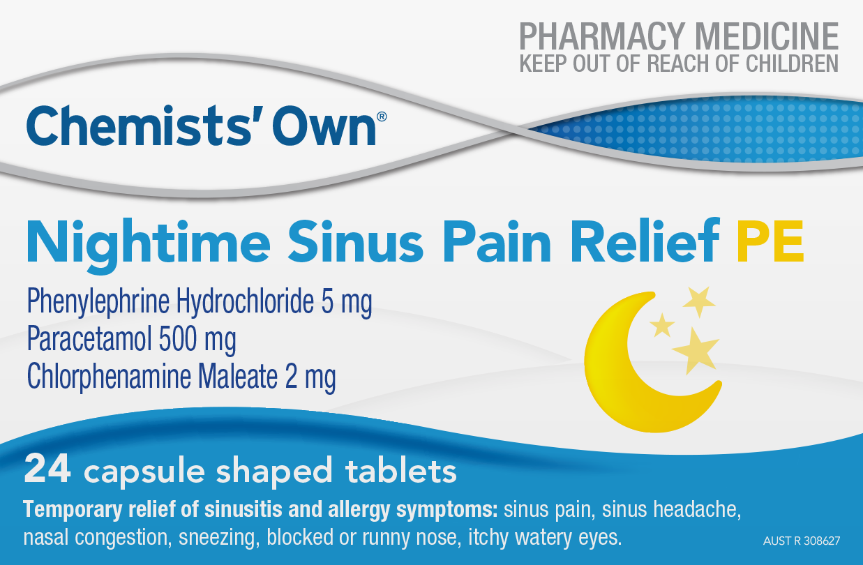 Chemists Own Nighttime Sinus Pain Relief Pe 24 Tablets Alive Pharmacy
