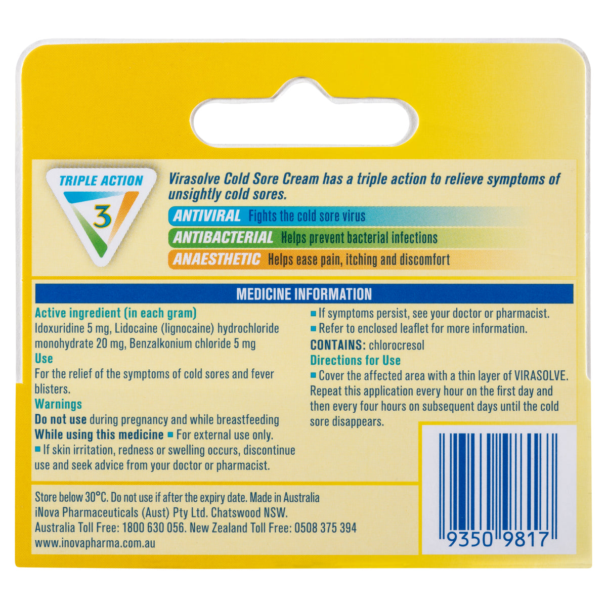 Buy Virasolve Cold Sore Cream 5g – Alive Pharmacy Warehouse