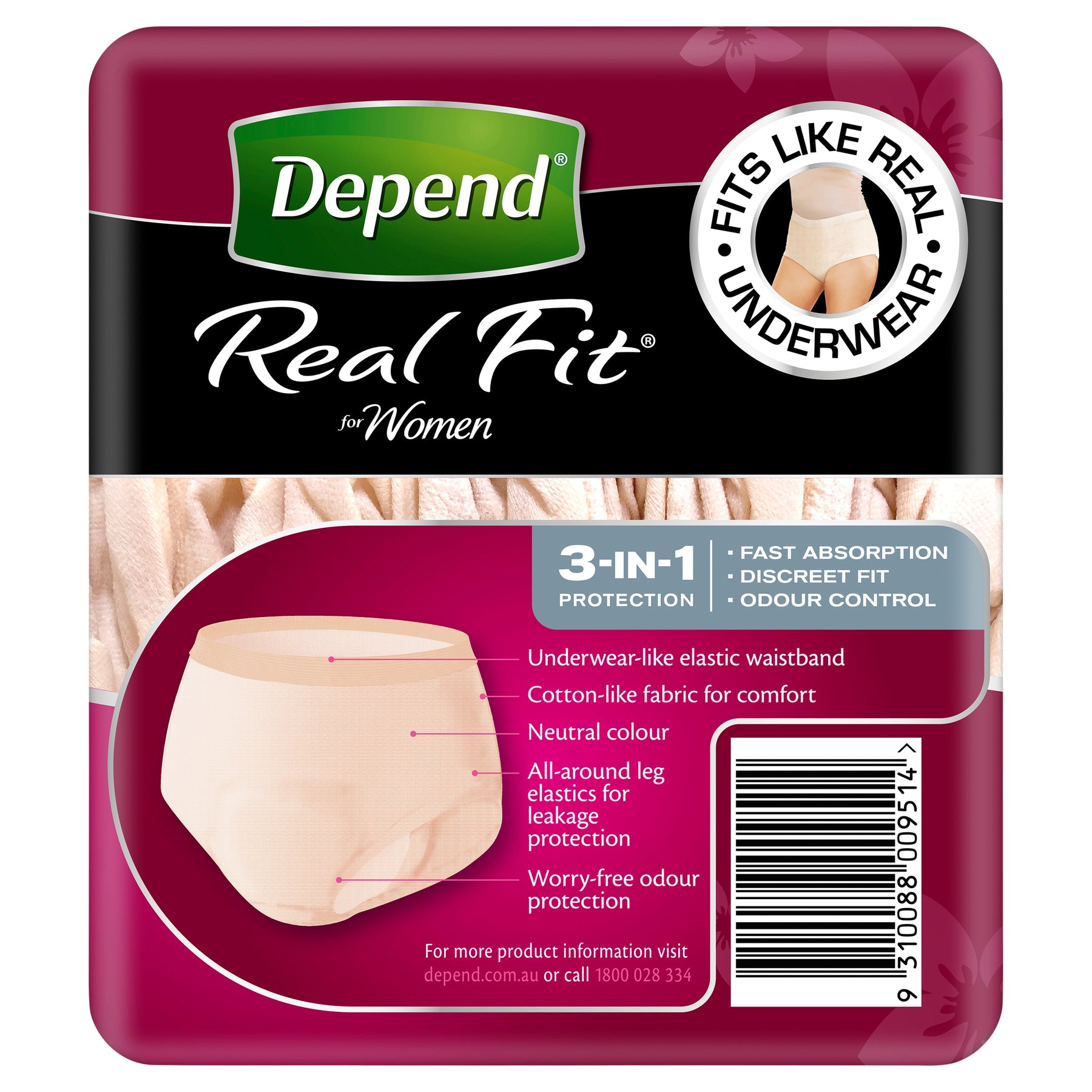 Buy Depend Real Fit For Women Underwear, Heavy Absorbency, Medium, 8 Pants  – Alive Pharmacy Warehouse